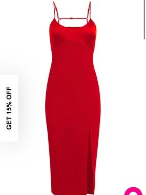 Likely Red Spaghetti-Strap Midi Dress with Side Slit